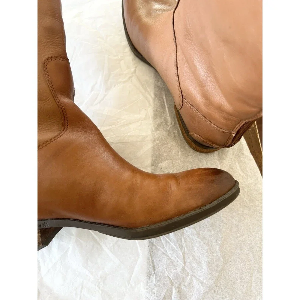 Sam Edelman Penny Riding Boots Women 6.5 Cognac Brown Leather Knee High EXC